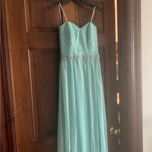 Elegant Mint Green Lace Gown